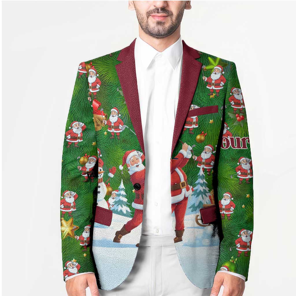 Custom Funny Christmas Golf Shirt Mens Golf Blazer Santa Golfer Christmas - Wonder Print Shop