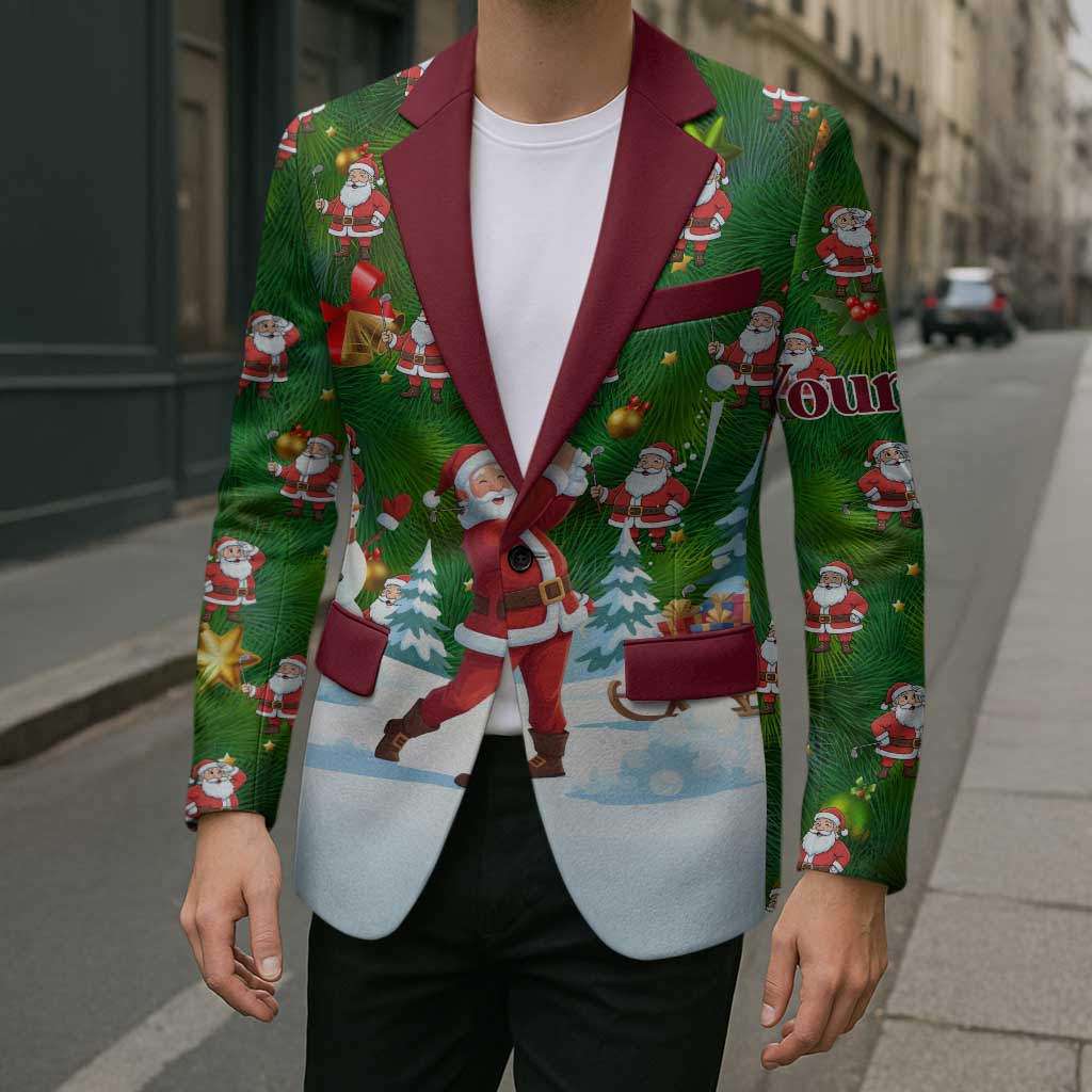 Custom Funny Christmas Golf Shirt Mens Golf Blazer Santa Golfer Christmas - Wonder Print Shop
