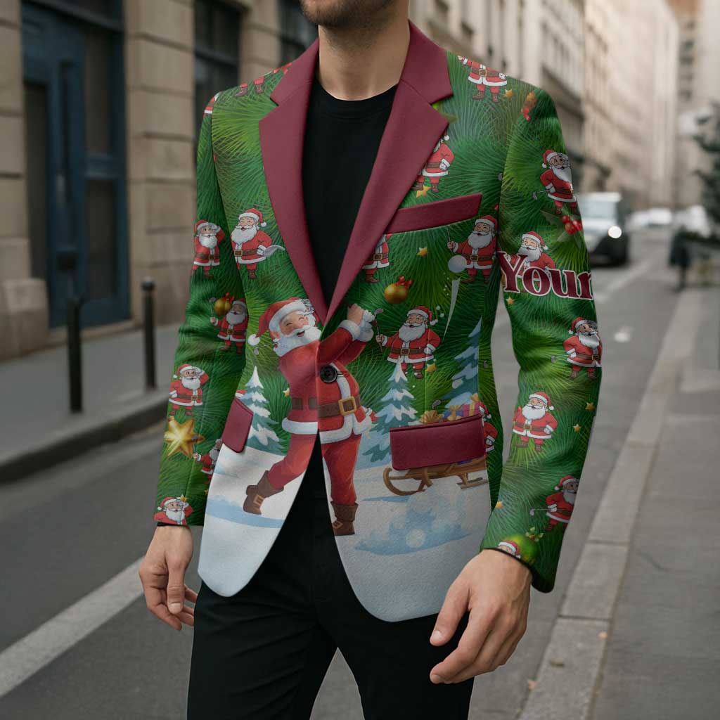 Custom Funny Christmas Golf Shirt Mens Golf Blazer Santa Golfer Christmas - Wonder Print Shop