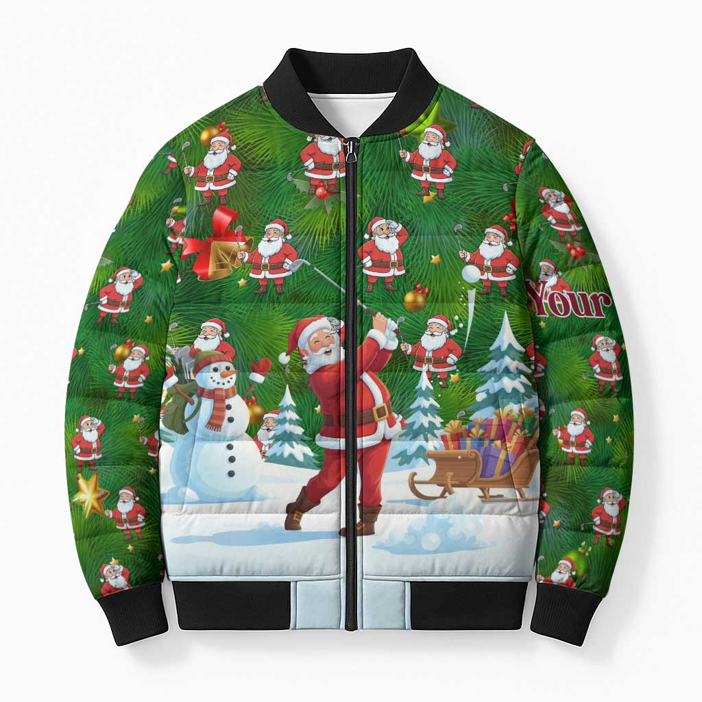 Custom Funny Christmas Golf Shirt Mens Golf Bomber Puffer Jacket Santa Golfer Christmas - Wonder Print Shop