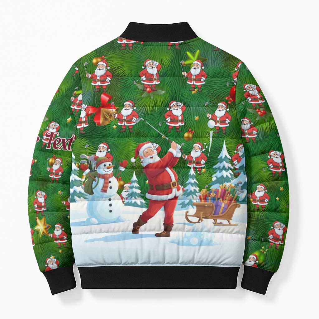 Custom Funny Christmas Golf Shirt Mens Golf Bomber Puffer Jacket Santa Golfer Christmas - Wonder Print Shop