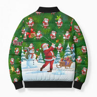 Custom Funny Christmas Golf Shirt Mens Golf Bomber Puffer Jacket Santa Golfer Christmas - Wonder Print Shop