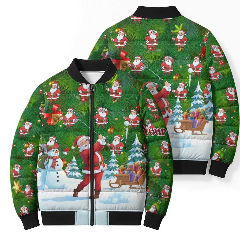Custom Funny Christmas Golf Shirt Mens Golf Bomber Puffer Jacket Santa Golfer Christmas - Wonder Print Shop