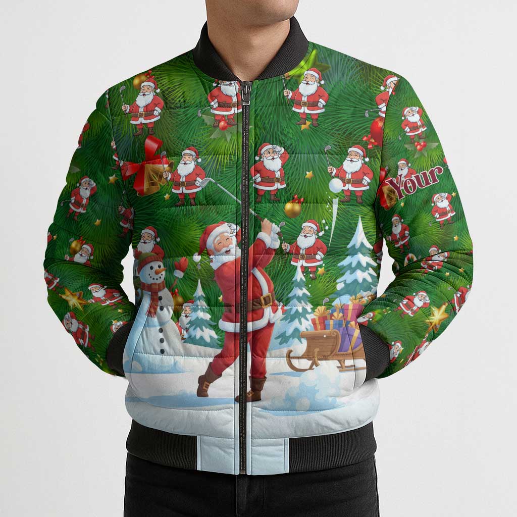 Custom Funny Christmas Golf Shirt Mens Golf Bomber Puffer Jacket Santa Golfer Christmas - Wonder Print Shop