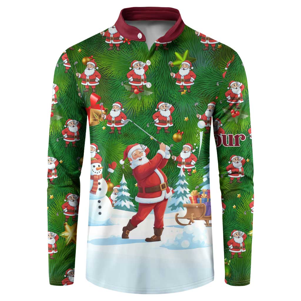 Custom Funny Christmas Golf Shirt Mens Golf Button Sweatshirt Santa Golfer Christmas - Wonder Print Shop
