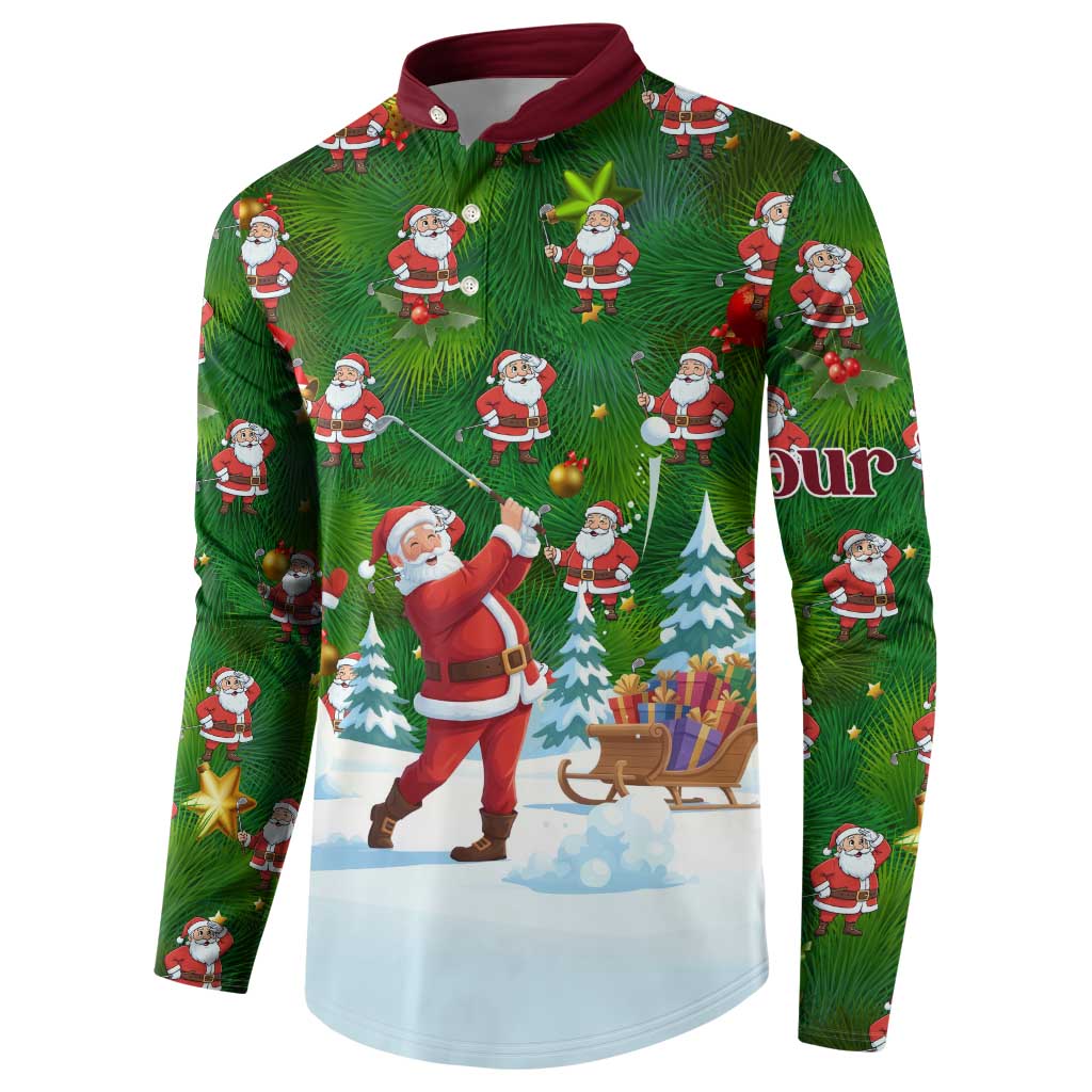 Custom Funny Christmas Golf Shirt Mens Golf Button Sweatshirt Santa Golfer Christmas - Wonder Print Shop