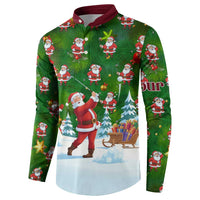 Custom Funny Christmas Golf Shirt Mens Golf Button Sweatshirt Santa Golfer Christmas - Wonder Print Shop