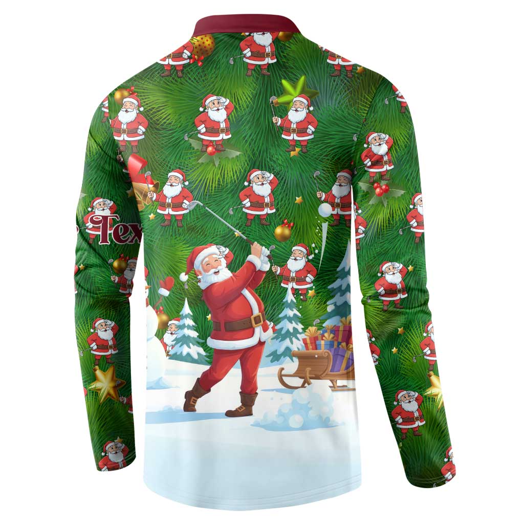Custom Funny Christmas Golf Shirt Mens Golf Button Sweatshirt Santa Golfer Christmas - Wonder Print Shop