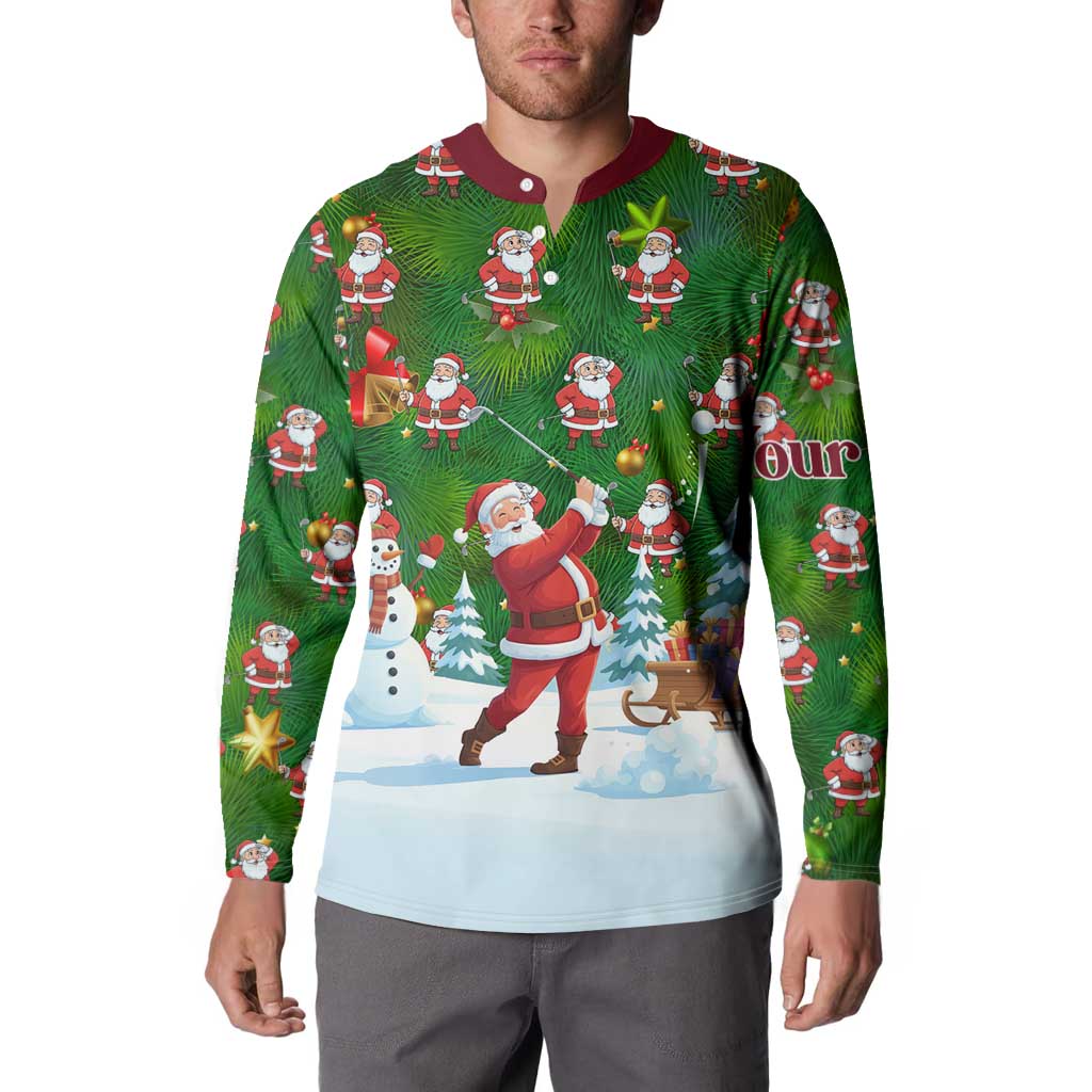 Custom Funny Christmas Golf Shirt Mens Golf Button Sweatshirt Santa Golfer Christmas - Wonder Print Shop