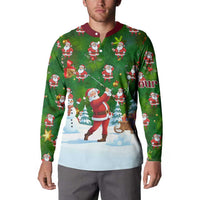 Custom Funny Christmas Golf Shirt Mens Golf Button Sweatshirt Santa Golfer Christmas - Wonder Print Shop