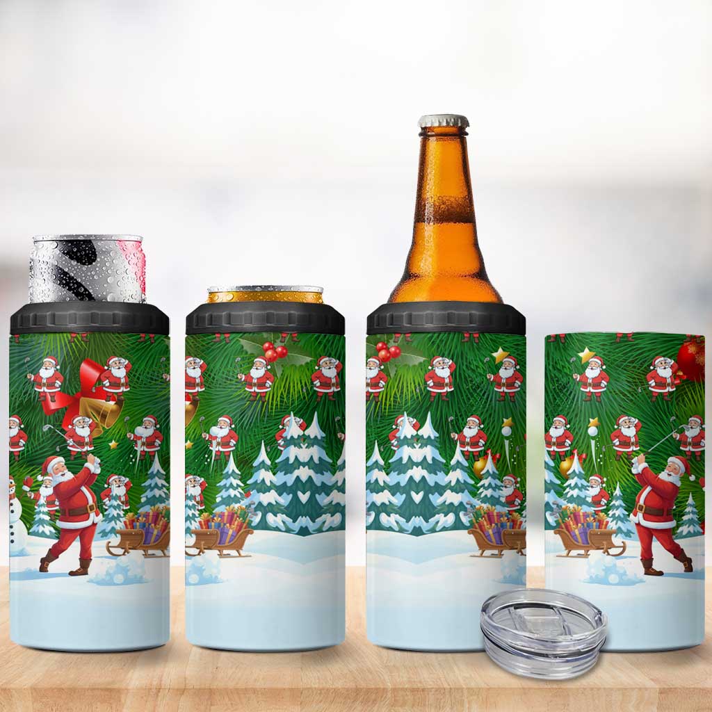 Funny Christmas Golf Shirt Mens Golf 4 in 1 Can Cooler Tumbler Santa Golfer Christmas - Wonder Print Shop