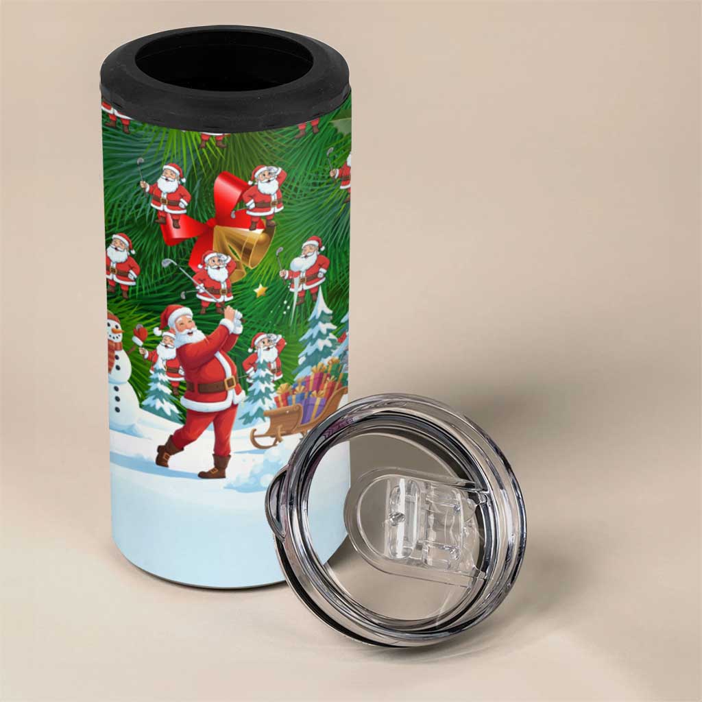 Funny Christmas Golf Shirt Mens Golf 4 in 1 Can Cooler Tumbler Santa Golfer Christmas - Wonder Print Shop