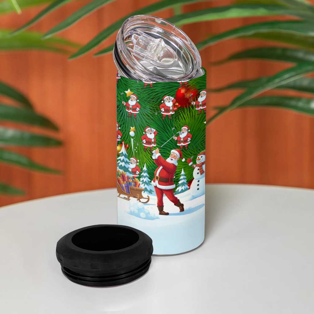 Funny Christmas Golf Shirt Mens Golf 4 in 1 Can Cooler Tumbler Santa Golfer Christmas - Wonder Print Shop