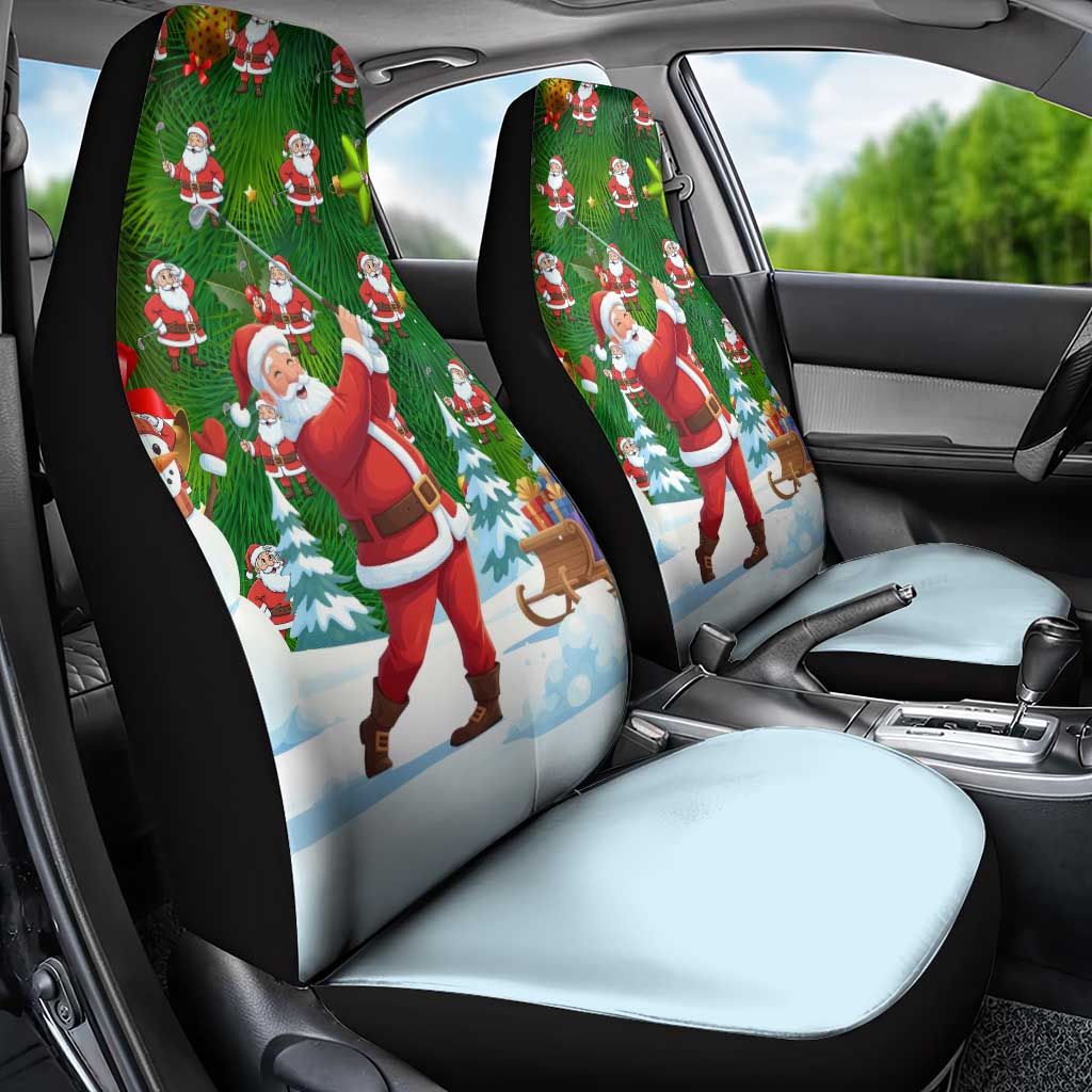 Funny Christmas Golf Shirt Mens Golf Car Seat Cover Santa Golfer Christmas - Wonder Print Shop