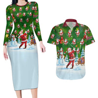 Custom Funny Christmas Golf Shirt Mens Golf Couples Matching Long Sleeve Bodycon Dress and Hawaiian Shirt Santa Golfer Christmas - Wonder Print Shop