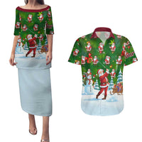 Custom Funny Christmas Golf Shirt Mens Golf Couples Matching Puletasi and Hawaiian Shirt Santa Golfer Christmas - Wonder Print Shop