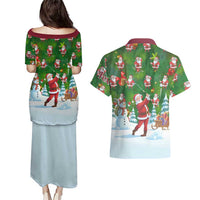 Custom Funny Christmas Golf Shirt Mens Golf Couples Matching Puletasi and Hawaiian Shirt Santa Golfer Christmas - Wonder Print Shop