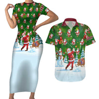 Custom Funny Christmas Golf Shirt Mens Golf Couples Matching Short Sleeve Bodycon Dress and Hawaiian Shirt Santa Golfer Christmas - Wonder Print Shop
