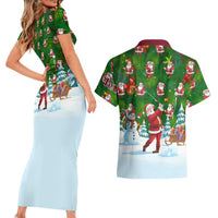 Custom Funny Christmas Golf Shirt Mens Golf Couples Matching Short Sleeve Bodycon Dress and Hawaiian Shirt Santa Golfer Christmas - Wonder Print Shop