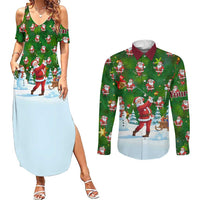 Custom Funny Christmas Golf Shirt Mens Golf Couples Matching Summer Maxi Dress and Long Sleeve Button Shirt Santa Golfer Christmas - Wonder Print Shop