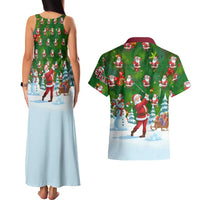 Custom Funny Christmas Golf Shirt Mens Golf Couples Matching Tank Maxi Dress and Hawaiian Shirt Santa Golfer Christmas - Wonder Print Shop