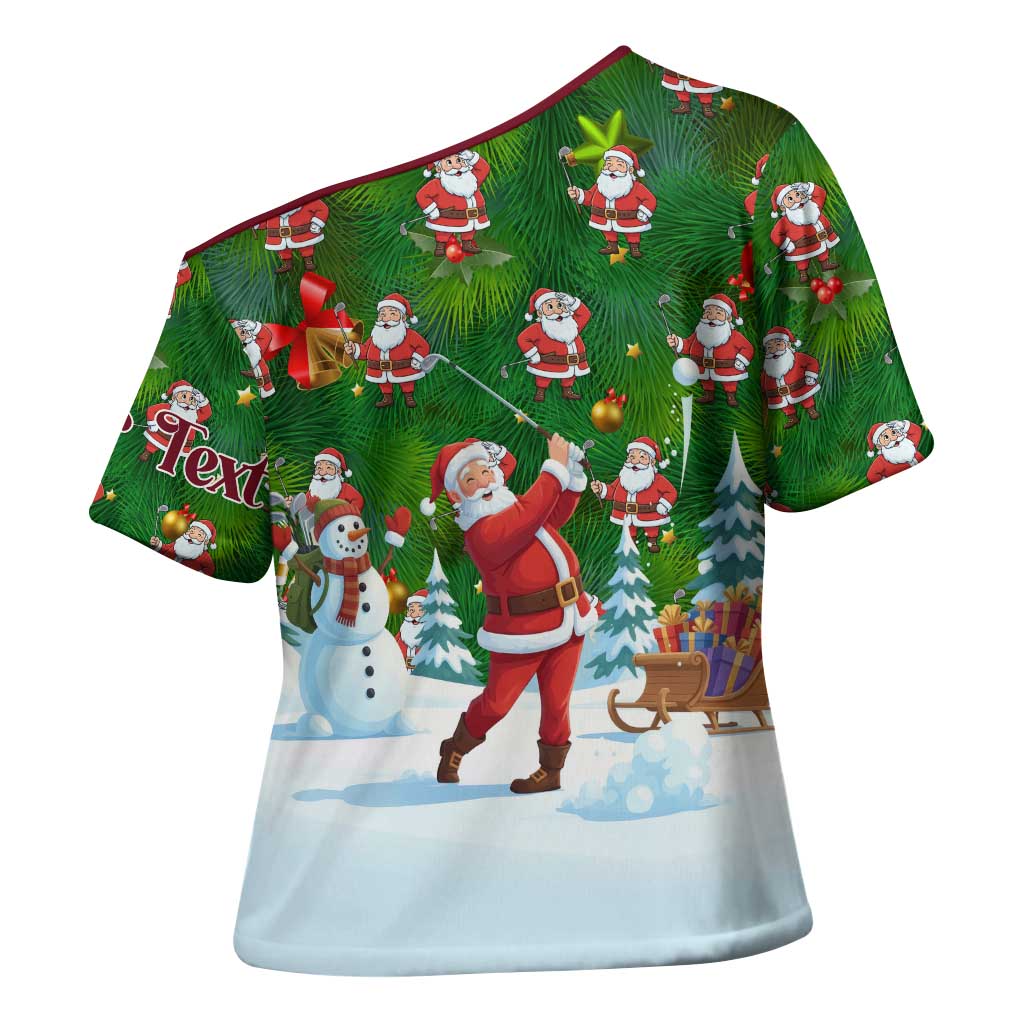 Custom Funny Christmas Golf Shirt Mens Golf Cross Shoulder Shirt Santa Golfer Christmas - Wonder Print Shop