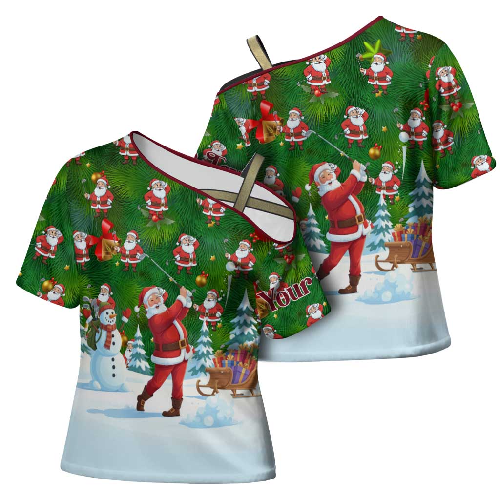 Custom Funny Christmas Golf Shirt Mens Golf Cross Shoulder Shirt Santa Golfer Christmas - Wonder Print Shop