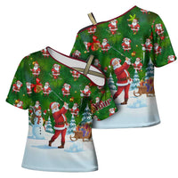 Custom Funny Christmas Golf Shirt Mens Golf Cross Shoulder Shirt Santa Golfer Christmas - Wonder Print Shop