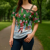 Custom Funny Christmas Golf Shirt Mens Golf Cross Shoulder Shirt Santa Golfer Christmas - Wonder Print Shop