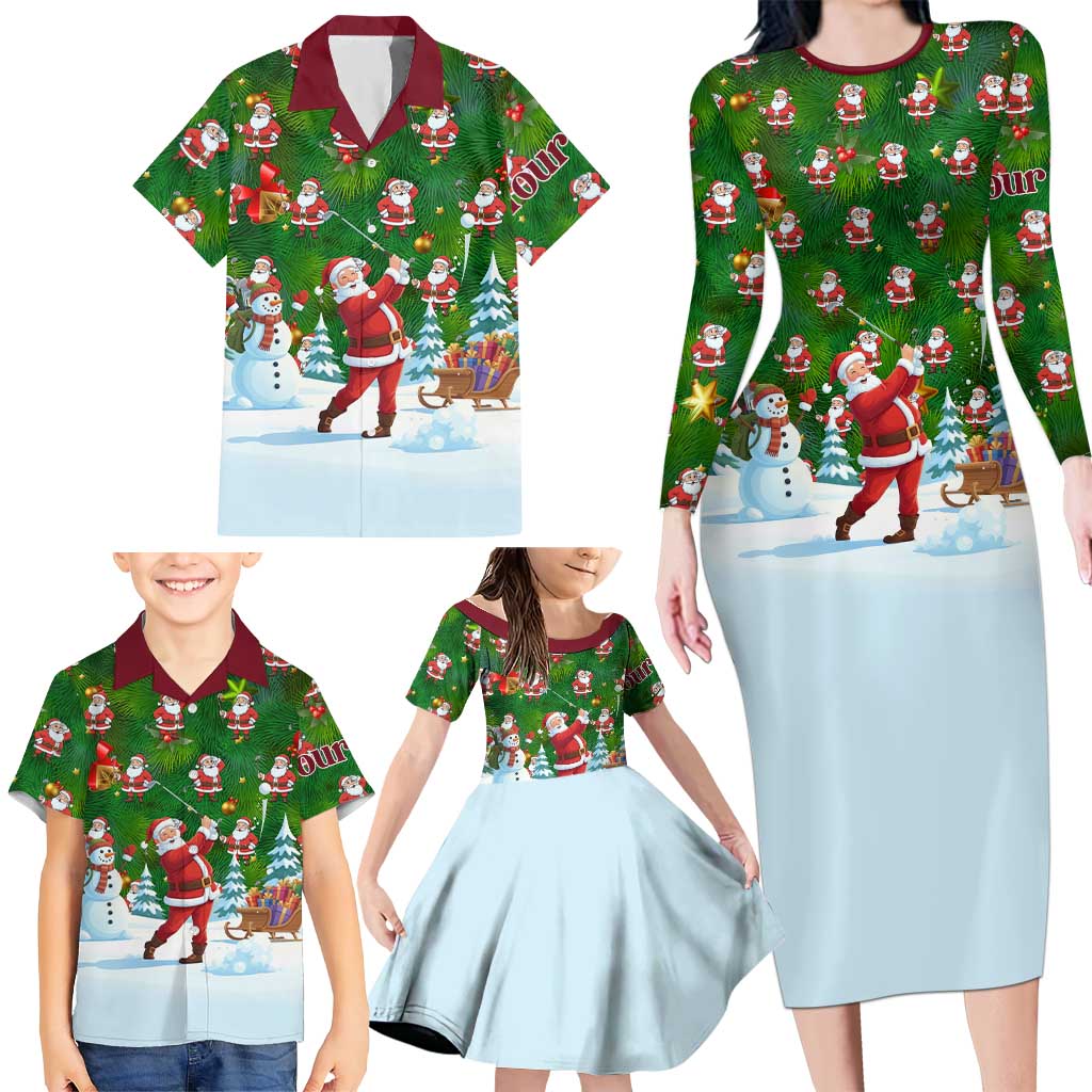 Custom Funny Christmas Golf Shirt Mens Golf Family Matching Long Sleeve Bodycon Dress and Hawaiian Shirt Santa Golfer Christmas - Wonder Print Shop