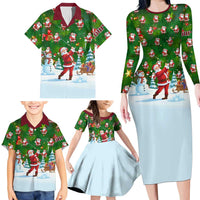 Custom Funny Christmas Golf Shirt Mens Golf Family Matching Long Sleeve Bodycon Dress and Hawaiian Shirt Santa Golfer Christmas - Wonder Print Shop