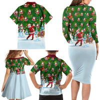 Custom Funny Christmas Golf Shirt Mens Golf Family Matching Long Sleeve Bodycon Dress and Hawaiian Shirt Santa Golfer Christmas - Wonder Print Shop