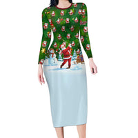 Custom Funny Christmas Golf Shirt Mens Golf Family Matching Long Sleeve Bodycon Dress and Hawaiian Shirt Santa Golfer Christmas - Wonder Print Shop