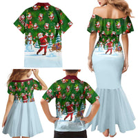 Custom Funny Christmas Golf Shirt Mens Golf Family Matching Mermaid Dress and Hawaiian Shirt Santa Golfer Christmas - Wonder Print Shop