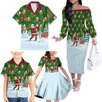 Custom Funny Christmas Golf Shirt Mens Golf Family Matching Off The Shoulder Long Sleeve Dress and Hawaiian Shirt Santa Golfer Christmas - Wonder Print Shop