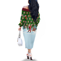 Custom Funny Christmas Golf Shirt Mens Golf Family Matching Off The Shoulder Long Sleeve Dress and Hawaiian Shirt Santa Golfer Christmas - Wonder Print Shop