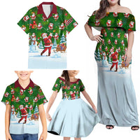 Custom Funny Christmas Golf Shirt Mens Golf Family Matching Off Shoulder Maxi Dress and Hawaiian Shirt Santa Golfer Christmas - Wonder Print Shop