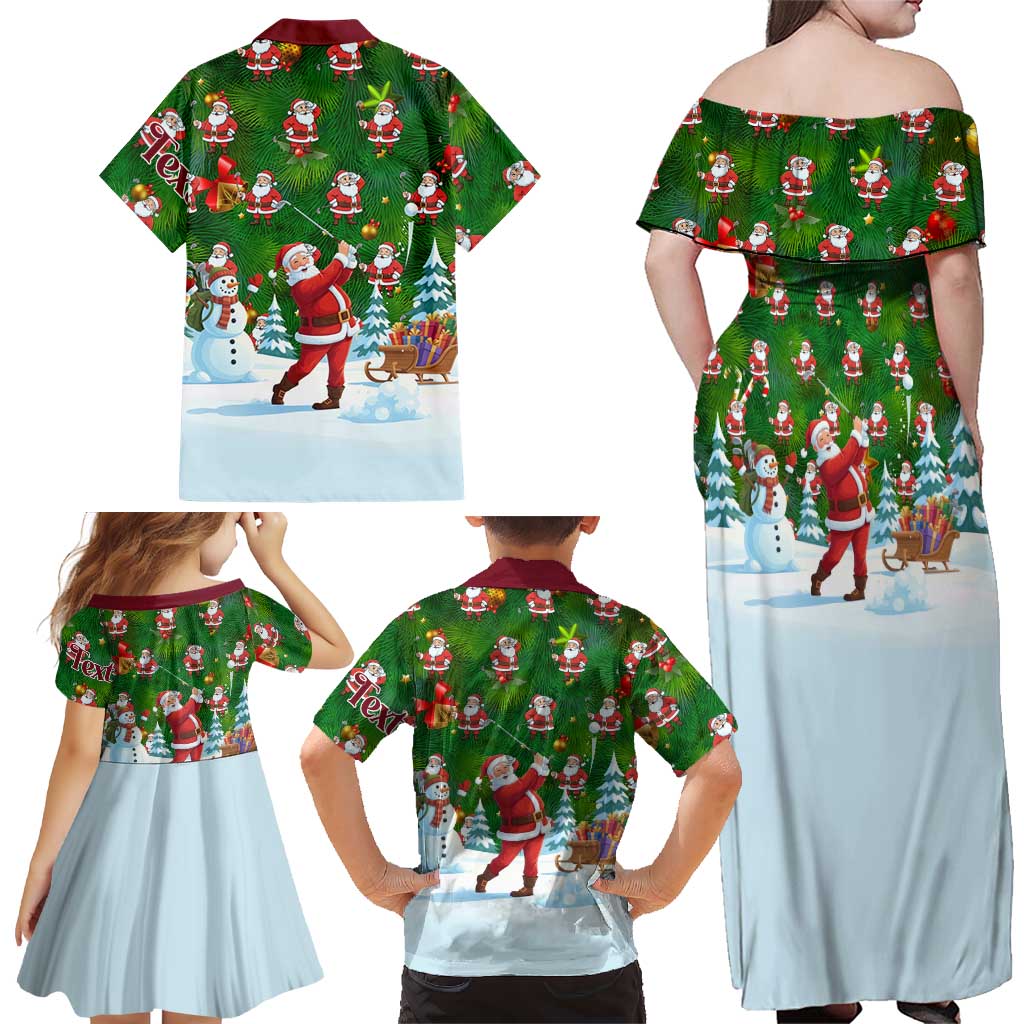 Custom Funny Christmas Golf Shirt Mens Golf Family Matching Off Shoulder Maxi Dress and Hawaiian Shirt Santa Golfer Christmas - Wonder Print Shop