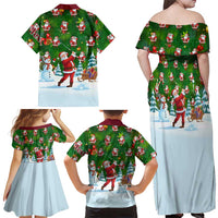 Custom Funny Christmas Golf Shirt Mens Golf Family Matching Off Shoulder Maxi Dress and Hawaiian Shirt Santa Golfer Christmas - Wonder Print Shop