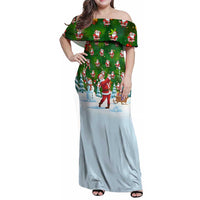 Custom Funny Christmas Golf Shirt Mens Golf Family Matching Off Shoulder Maxi Dress and Hawaiian Shirt Santa Golfer Christmas - Wonder Print Shop