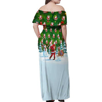 Custom Funny Christmas Golf Shirt Mens Golf Family Matching Off Shoulder Maxi Dress and Hawaiian Shirt Santa Golfer Christmas - Wonder Print Shop