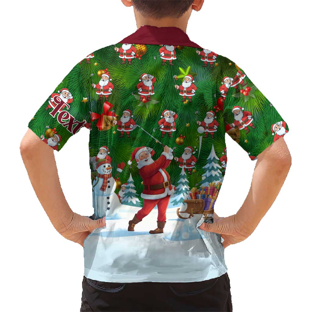 Custom Funny Christmas Golf Shirt Mens Golf Family Matching Off Shoulder Short Dress and Hawaiian Shirt Santa Golfer Christmas - Wonder Print Shop