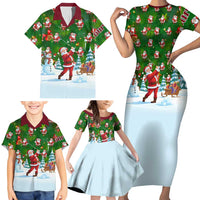 Custom Funny Christmas Golf Shirt Mens Golf Family Matching Short Sleeve Bodycon Dress and Hawaiian Shirt Santa Golfer Christmas - Wonder Print Shop