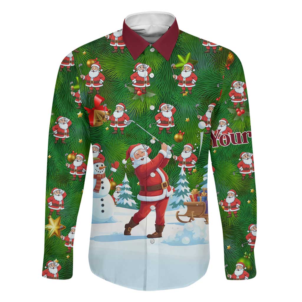 Custom Funny Christmas Golf Shirt Mens Golf Family Matching Short Sleeve Bodycon Dress and Hawaiian Shirt Santa Golfer Christmas - Wonder Print Shop