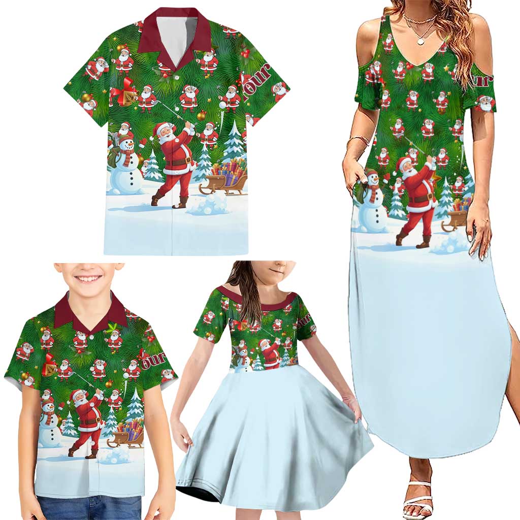 Custom Funny Christmas Golf Shirt Mens Golf Family Matching Summer Maxi Dress and Hawaiian Shirt Santa Golfer Christmas - Wonder Print Shop