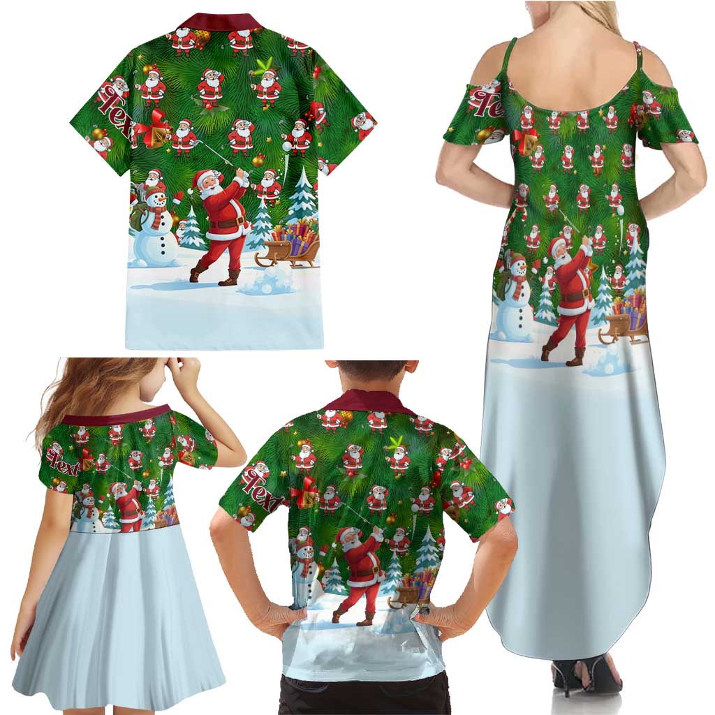 Custom Funny Christmas Golf Shirt Mens Golf Family Matching Summer Maxi Dress and Hawaiian Shirt Santa Golfer Christmas - Wonder Print Shop