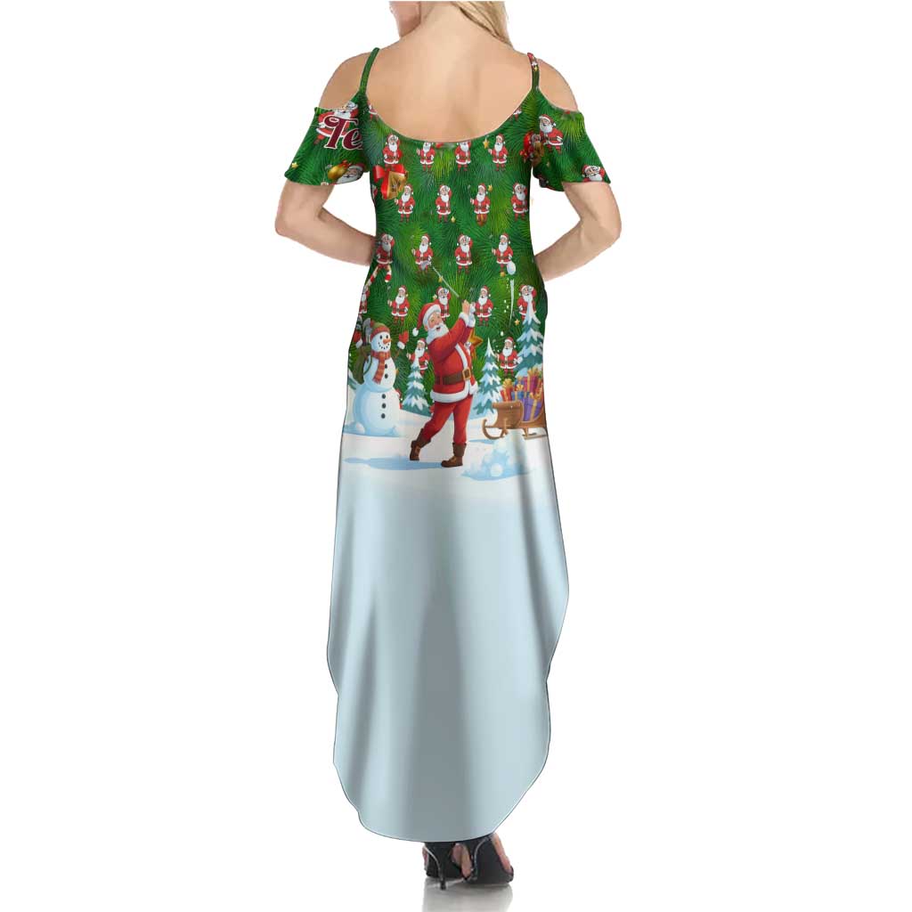 Custom Funny Christmas Golf Shirt Mens Golf Family Matching Summer Maxi Dress and Hawaiian Shirt Santa Golfer Christmas - Wonder Print Shop