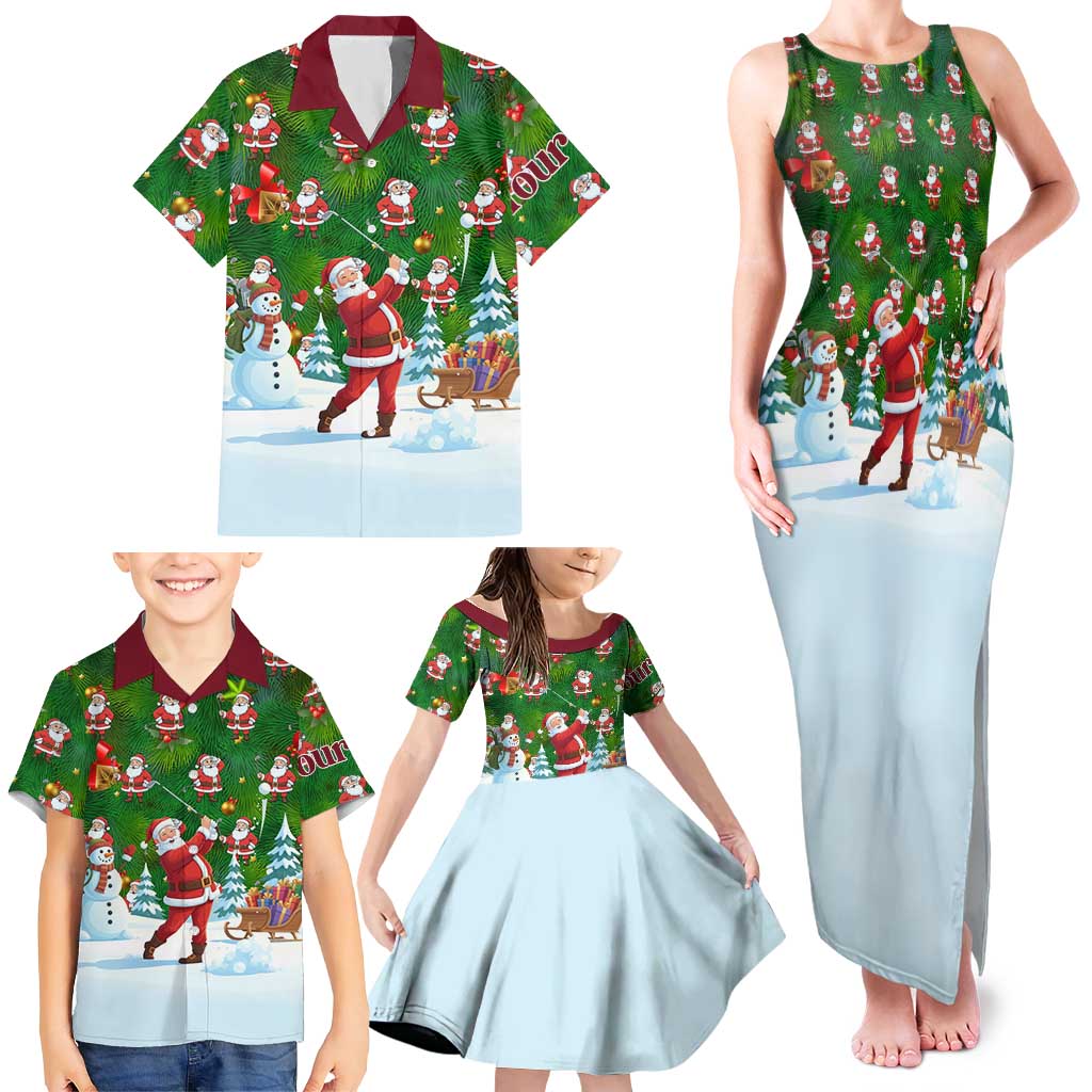 Custom Funny Christmas Golf Shirt Mens Golf Family Matching Tank Maxi Dress and Hawaiian Shirt Santa Golfer Christmas - Wonder Print Shop