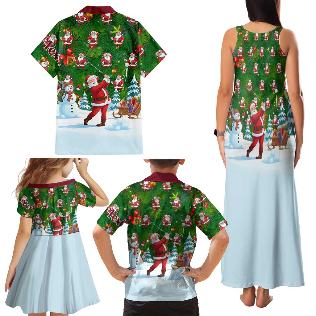 Custom Funny Christmas Golf Shirt Mens Golf Family Matching Tank Maxi Dress and Hawaiian Shirt Santa Golfer Christmas - Wonder Print Shop