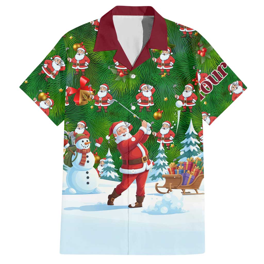Custom Funny Christmas Golf Shirt Mens Golf Hawaiian Shirt Santa Golfer Christmas - Wonder Print Shop